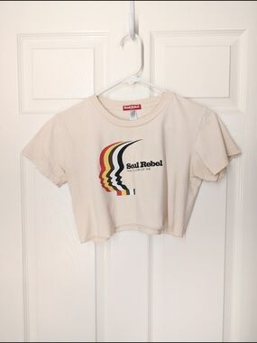 Cream Graphic Crop Top